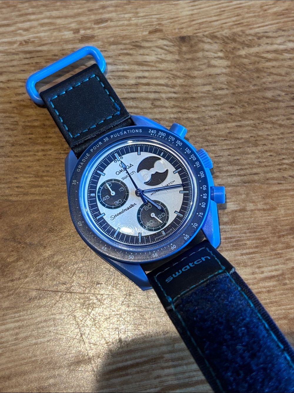 Swatch Blue and White Chronograph Men's Watch